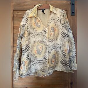 Sioni blouse 100% silk size 1X silk tunic Vintage